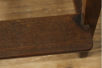 和製アンティーク　古いナラ材の象嵌入りラタン張りチャイルドチェア　(R-073413)