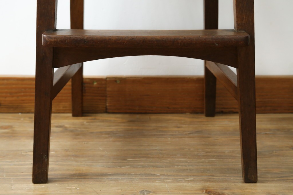 和製アンティーク　古いナラ材の象嵌入りラタン張りチャイルドチェア　(R-073413)