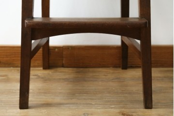 和製アンティーク　古いナラ材の象嵌入りラタン張りチャイルドチェア　(R-073413)