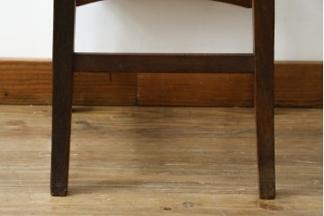 和製アンティーク　古いナラ材の象嵌入りラタン張りチャイルドチェア　(R-073413)