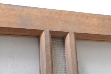 アンティーク建具　古い木味が懐かしさを感じるガラス窓4枚セット(引き戸、ガラス戸)(R-073442)