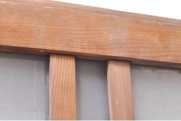 アンティーク建具　古い木味が懐かしさを感じるガラス窓4枚セット(引き戸、ガラス戸)(R-073442)