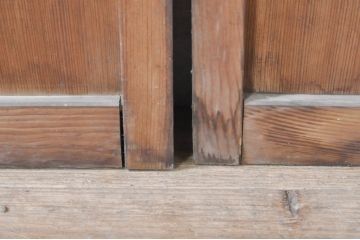 アンティーク建具　古い木味が懐かしさを感じるガラス窓4枚セット(引き戸、ガラス戸)(R-073442)