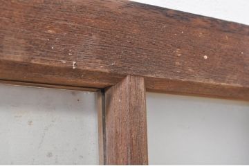 アンティーク建具　大正ロマン　古い木味が魅力のガラス窓2枚セット(引き戸、ガラス戸)(R-073443)