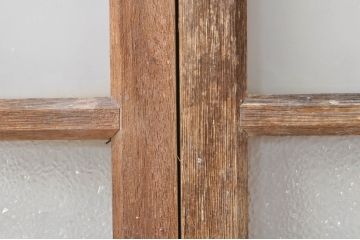 アンティーク建具　大正ロマン　古い木味が魅力のガラス窓2枚セット(引き戸、ガラス戸)(R-073443)