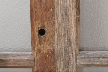 アンティーク建具　大正ロマン　古い木味が魅力のガラス窓2枚セット(引き戸、ガラス戸)(R-073443)