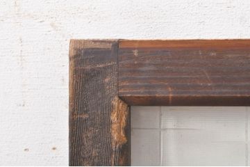 アンティーク建具　古い木味が魅力!大正ロマンな空間を演出するガラス窓1枚(ガラス欄間、明り取り、明かり取り、ガラス戸、引き戸)(R-073444)