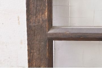 アンティーク建具　古い木味が魅力!大正ロマンな空間を演出するガラス窓1枚(ガラス欄間、明り取り、明かり取り、ガラス戸、引き戸)(R-073444)