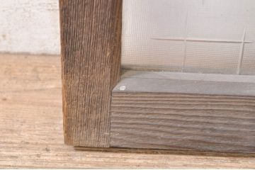 アンティーク建具　古い木味が魅力!大正ロマンな空間を演出するガラス窓1枚(ガラス欄間、明り取り、明かり取り、ガラス戸、引き戸)(R-073444)