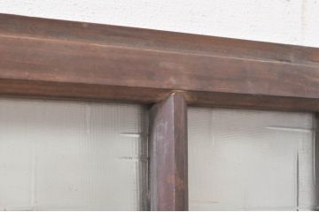 アンティーク建具　古い木味が魅力!大正ロマンな空間を演出するガラス窓1枚(ガラス欄間、明り取り、明かり取り、ガラス戸、引き戸)(R-073444)