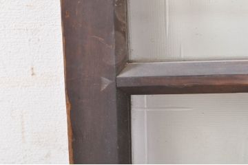アンティーク建具　古い木味が魅力!大正ロマンな空間を演出するガラス窓1枚(ガラス欄間、明り取り、明かり取り、ガラス戸、引き戸)(R-073444)