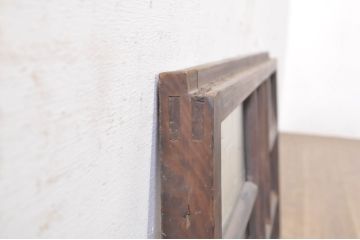 アンティーク建具　古い木味が魅力!大正ロマンな空間を演出するガラス窓1枚(ガラス欄間、明り取り、明かり取り、ガラス戸、引き戸)(R-073444)