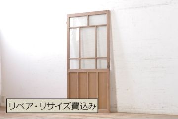 アンティーク建具　大正ロマン　素朴な木味が魅力の上質なドア1枚(木製扉)(R-073448)