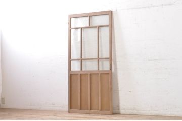 アンティーク建具　大正ロマン　素朴な木味が魅力の上質なドア1枚(木製扉)(R-073448)