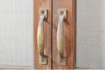アンティーク建具　上手物!!!　腰板一枚板　昔懐かしいレトロな雰囲気漂う両開きドア(親子ドア)1対2枚セット (木製扉、玄関ドア)(R-073450)