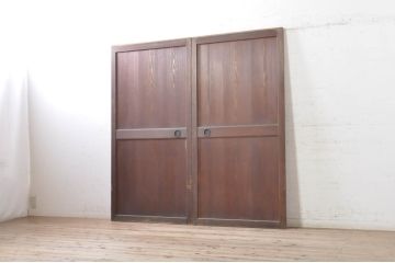 アンティーク建具　和モダンな空間作りにおすすめな帯戸2枚セット(引き戸、板戸)(R-073452)