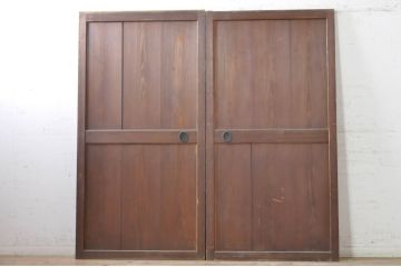 アンティーク建具　和モダンな空間作りにおすすめな帯戸2枚セット(引き戸、板戸)(R-073453)