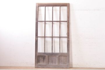 アンティーク建具　古い木味が魅力的な背の高いガラス戸1枚(引き戸、格子戸)(R-073458)