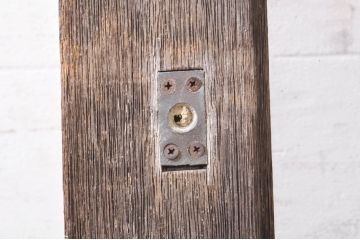アンティーク建具　古い木味が魅力的な背の高いガラス戸1枚(引き戸、格子戸)(R-073458)