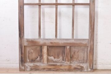 アンティーク建具　古い木味が魅力的な背の高いガラス戸1枚(引き戸、格子戸)(R-073458)