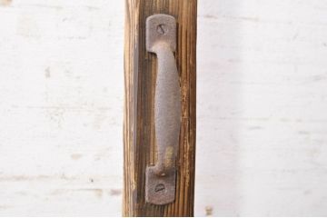 アンティーク建具　大正ロマン　古い木味が魅力的な幅狭ガラスドア1枚(ガラス戸、木製扉)(R-073461)
