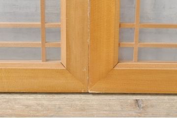 アンティーク建具　和モダンな雰囲気づくりにおすすめのガラス欄間2枚セット(明り取り、明かり取り)(R-073464)