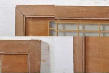 ビンテージ建具　松竹梅の彫刻が目を惹く上品な組子入り彫刻欄間2枚セット(明り取り、明かり取り、ヴィンテージ)(R-073467)