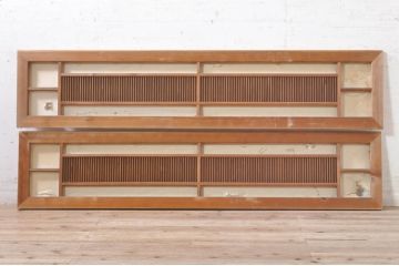 アンティーク建具　障子入り　落ち着いた和モダンな空間づくりにおすすめの格子欄間2枚セット(明かり取り、明り取り)(R-073469)