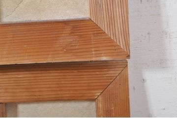 アンティーク建具　障子入り　落ち着いた和モダンな空間づくりにおすすめの格子欄間2枚セット(明かり取り、明り取り)(R-073469)