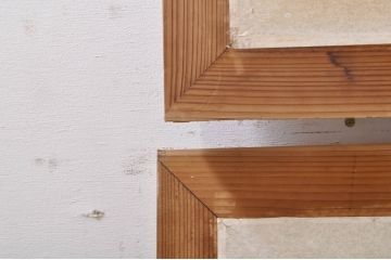 アンティーク建具　障子入り　落ち着いた和モダンな空間づくりにおすすめの格子欄間2枚セット(明かり取り、明り取り)(R-073469)