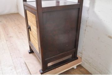 和製ビンテージ　松本民芸家具　上品な和の趣き漂うA型電話台(花台、飾り台、収納棚、戸棚、サイドテーブル、ヴィンテージ)(定価約13万円)(R-073473)