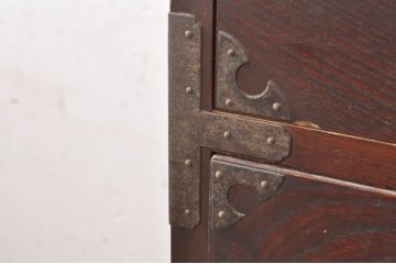 和製アンティーク　上手物!!　三方欅(ケヤキ)材　奥行の深い重厚な二本松箪笥(重ね箪笥、時代箪笥、和タンス、衣装たんす、整理タンス、収納タンス、引き出し)(R-073479)