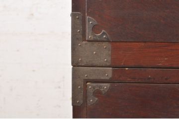 和製アンティーク　上手物!!　三方欅(ケヤキ)材　奥行の深い重厚な二本松箪笥(重ね箪笥、時代箪笥、和タンス、衣装たんす、整理タンス、収納タンス、引き出し)(R-073479)
