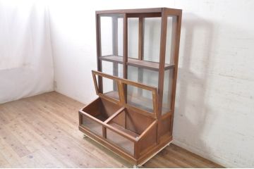 和製アンティーク　レトロな雰囲気溢れるタバコ屋さんのガラスケース(たばこ、煙草、Gケース、ショーケース、飾り棚、陳列棚、店舗什器)(R-073482)
