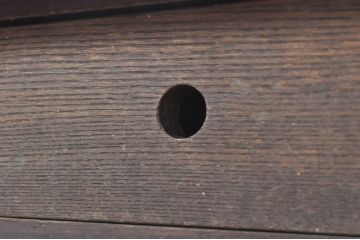 和製アンティーク　栗材　古い木味が魅力的な引き出し付き横長作業台(コンソールテーブル、ワークデスク、在宅用、在宅ワーク用)(R-073488)