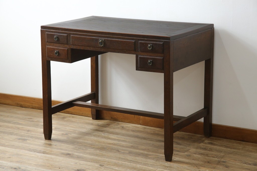 和製アンティーク　大正ロマン　趣のある佇まいが目を惹くシンプルな平机(ワークデスク、在宅用、在宅ワーク用)(R-073489)