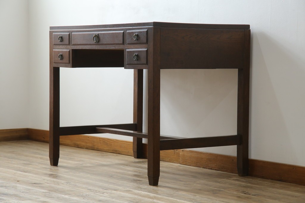 和製アンティーク　大正ロマン　趣のある佇まいが目を惹くシンプルな平机(ワークデスク、在宅用、在宅ワーク用)(R-073489)