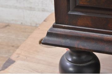 中古　松本民芸家具　H型　ボールフットが特徴的なライティングビューロー(簿記机、ワークデスク、在宅ワーク、在宅用デスク、サイドチェスト)(定価約42万円)(R-073492)