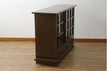 中古　美品!!　ナラ材　モダンな雰囲気が魅力的な水屋箪笥サイドボード(食器棚、収納棚、戸棚、サイドキャビネット)(R-073503)