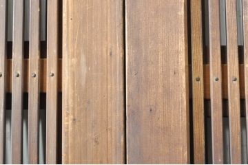 アンティーク建具　珍しい造りのガラス帯が目を惹く風情のある裏障子付き格子戸3枚セット(引き戸、障子戸、ガラス帯戸)(R-073505)