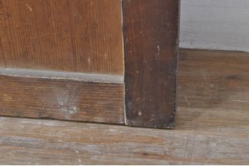 アンティーク建具　珍しい造りのガラス帯が目を惹く風情のある裏障子付き格子戸3枚セット(引き戸、障子戸、ガラス帯戸)(R-073505)