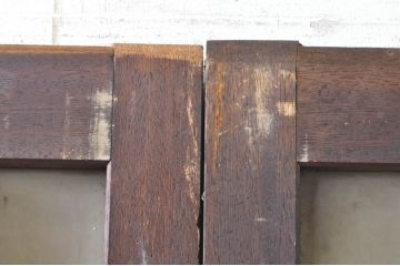 ビンテージ建具　和モダンな雰囲気を醸し出す格子入りガラス戸2枚セット(玄関戸、引き戸、格子戸、ヴィンテージ)(R-073507)