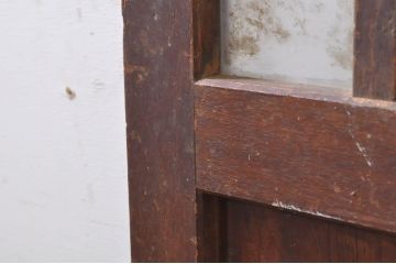 ビンテージ建具　和モダンな雰囲気を醸し出す格子入りガラス戸2枚セット(玄関戸、引き戸、格子戸、ヴィンテージ)(R-073507)