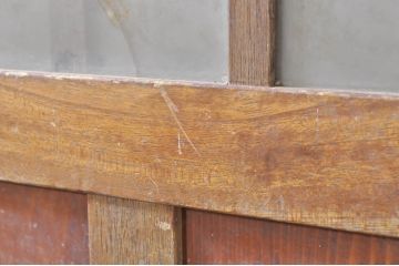 ビンテージ建具　和モダンな雰囲気を醸し出す格子入りガラス戸2枚セット(玄関戸、引き戸、格子戸、ヴィンテージ)(R-073507)