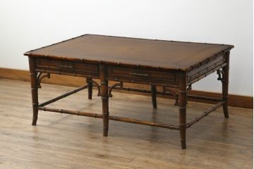 中古　美品　THEODORE ALEXANDER(セオドア・アレキサンダー)　オリエンタルな雰囲気漂うローテーブル(センターテーブル、リビングテーブル、英国)(R-073517)