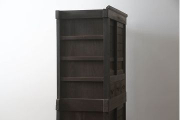 和製アンティーク　長い歳月を重ねた味わいが魅力の三尺水屋箪笥(重ね箪笥、食器棚、収納棚、重ね戸棚、時代箪笥、茶箪笥、キャビネット)(R-073528)