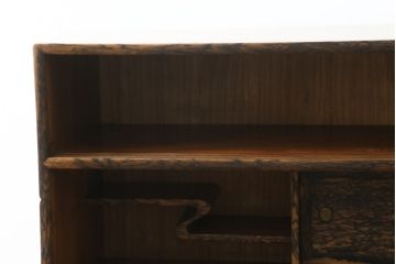 和製アンティーク　前面黒柿　独特な杢目が目を惹く二段重ねの茶箪笥(茶棚、収納棚、戸棚)(R-073560)