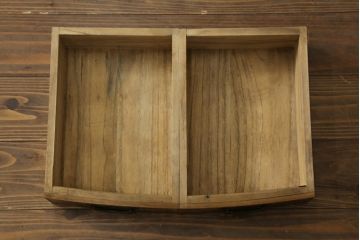 和製アンティーク　前面黒柿　独特な杢目が目を惹く二段重ねの茶箪笥(茶棚、収納棚、戸棚)(R-073560)