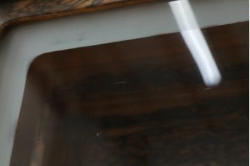 和製アンティーク　前面黒柿　独特な杢目が目を惹く二段重ねの茶箪笥(茶棚、収納棚、戸棚)(R-073560)
