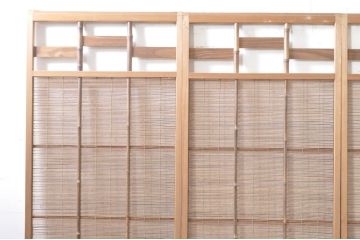 ビンテージ建具　涼しげな和の空間を演出する幅狭夏戸4枚セット(引き戸、簾戸、簀戸、葭戸、すど、夏障子、ヴィンテージ)(R-073566)